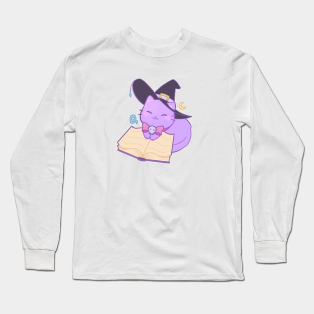 Magical Witch Cat Long Sleeve T-Shirt by Jellygeist